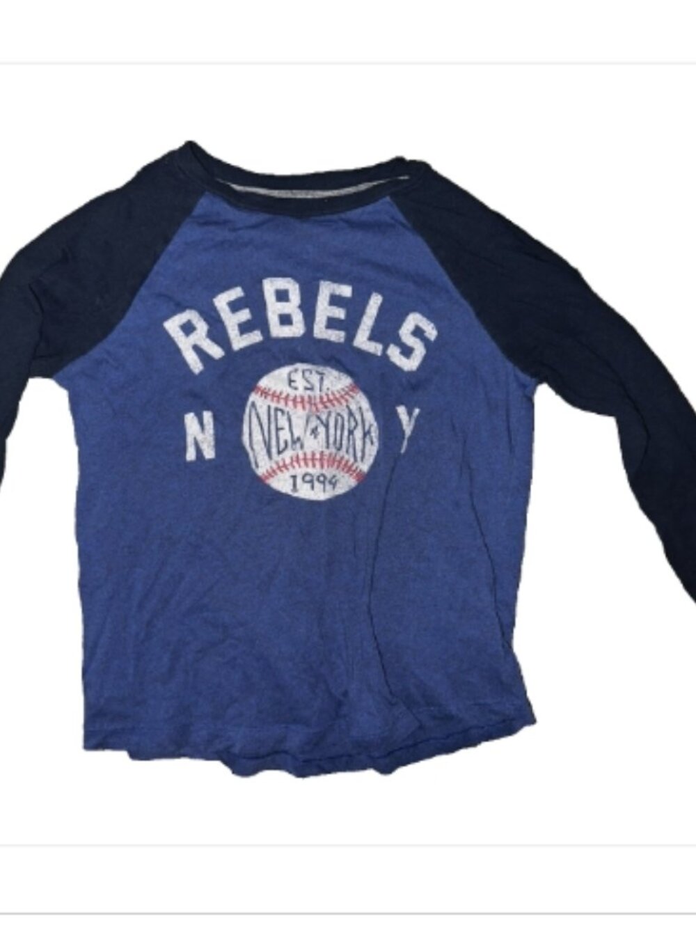 Old Navy Boys Rebels New York Baseball Raglan Long Sleeve Tee Size 6-7 ⚾